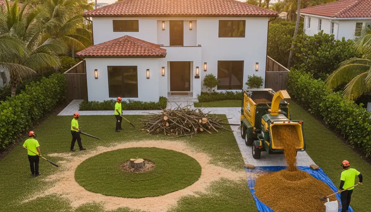 Completed tree removal and yard restoration by licensed professionals in Miami Beach, FL