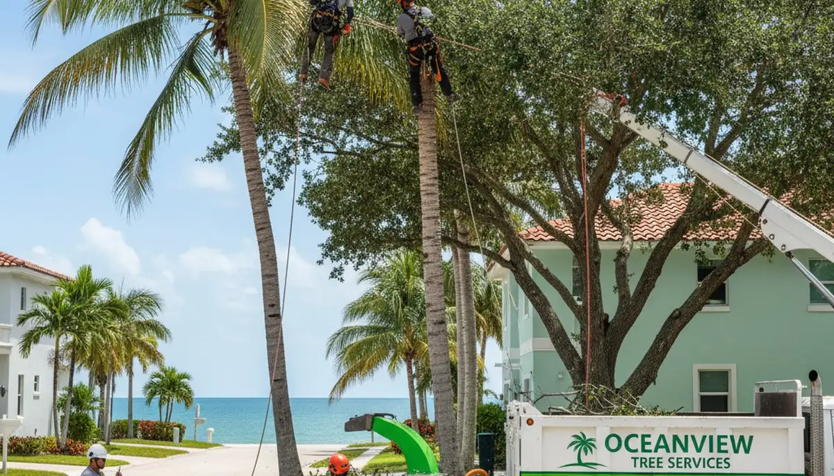 Professional tree removal service crew working in Miami Beach FL