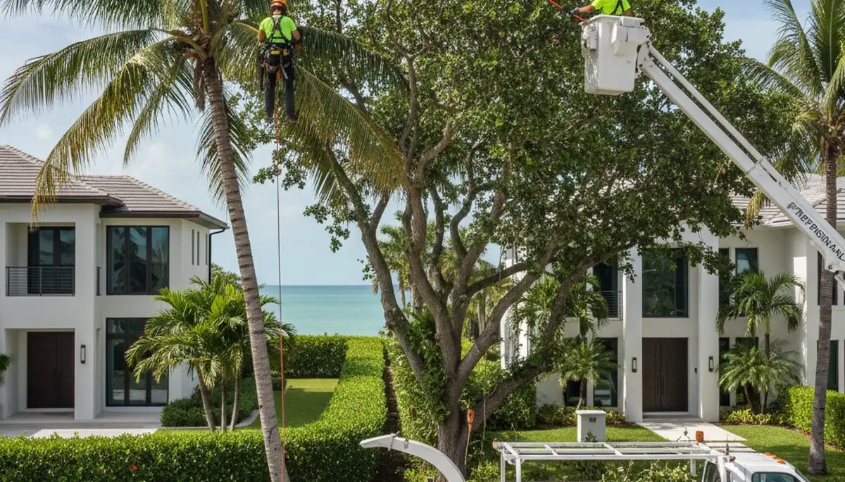 Professional tree removal service in Miami Beach FL safely clearing palm trees